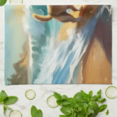 チワワビーチサーフィン絵画ズ キッチンタオル (折り畳み)