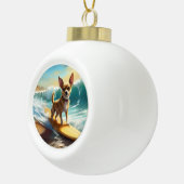 チワワビーチサーフィン絵画ズ セラミックボールオーナメント (右)