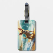 チワワビーチサーフィン絵画ズ ラゲッジタグ (裏面縦)