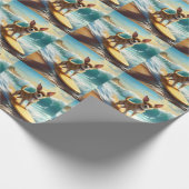 チワワビーチサーフィン絵画ズ ラッピングペーパー (角)