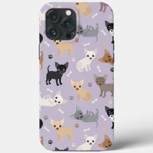 チワワボーンズアンドポーズパープル Case-Mate iPhoneケース (裏面)