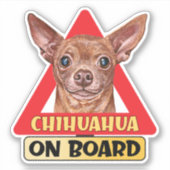 チワワ乗車中 メキシコの犬 赤い交通標識 シール (正面)