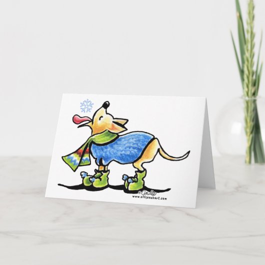 チワワ冬雪片 シーズンカード (正面)