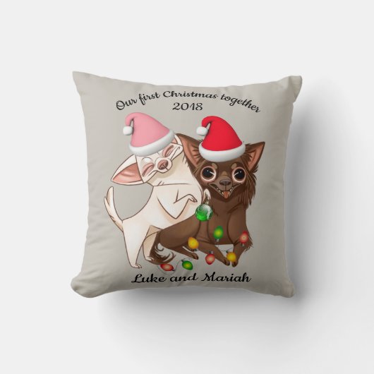 チワワ初めてのクリスマス枕 クッション (正面)