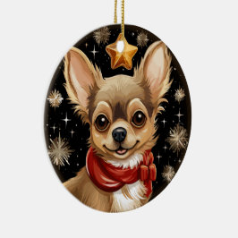チワワ初めてのクリスマス セラミックオーナメント