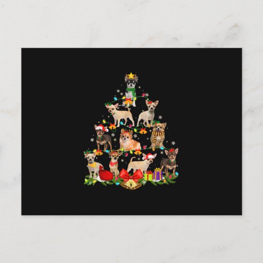 チワワ好きな人のプレゼント チワワの木のクリスマス ライト シーズンポストカード (正面)