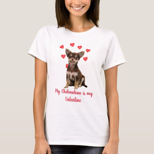 チワワ好きのためのバレンタインデザイン Tシャツ (正面)