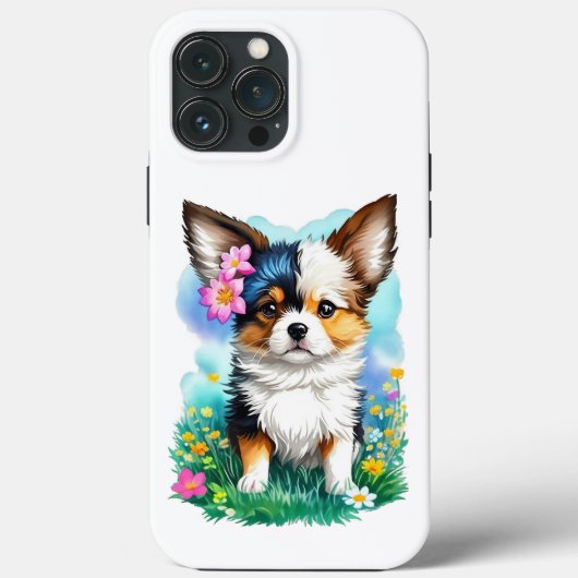 チワワ子犬と花 Case-Mate iPhoneケース (裏面)