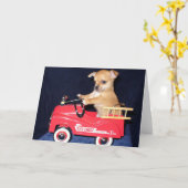 チワワ子犬グリーティングカード カード (黄色い花)