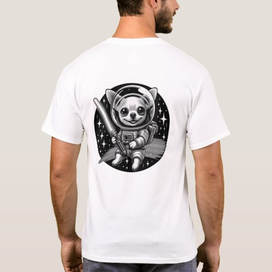 チワワ宇宙飛行士とレインボーライトセーバーSp Tシャツ (裏面)