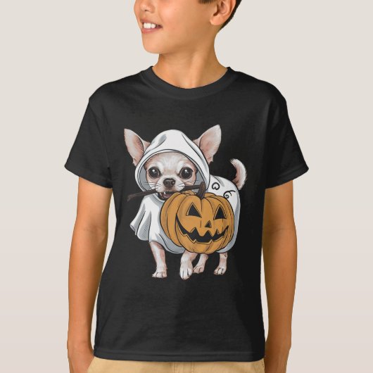 チワワ幽霊ドッグハロウィーン Tシャツ (正面)