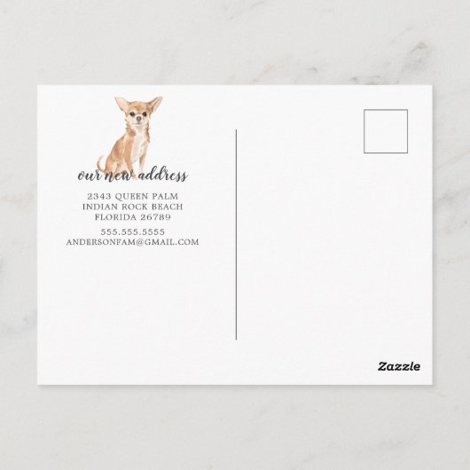 チワワ引っ越し案内はがき ポストカード (裏面)