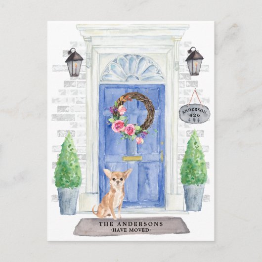 チワワ引っ越し案内はがき ポストカード (正面)