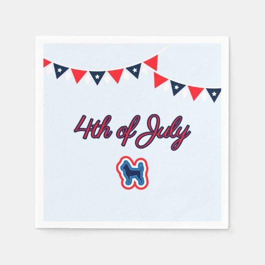 チワワ愛国赤白と7月4日 スタンダードカクテルナプキン (正面)