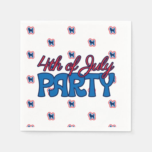 チワワ愛国赤白と7月4日 スタンダードカクテルナプキン (正面)