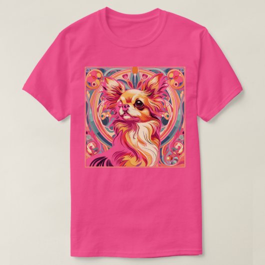 チワワ愛犬家デザインアールデコスタイル Tシャツ (デザイン正面)