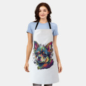 チワワ抽象芸術絵画ズカラーカワイドッグ エプロン (着用した状態)