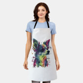 チワワ抽象芸術絵画ズカラーカワイドッグ エプロン (着用した状態)