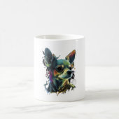 チワワ抽象芸術絵画ズカラーカワイドッグ コーヒーマグカップ (中央)
