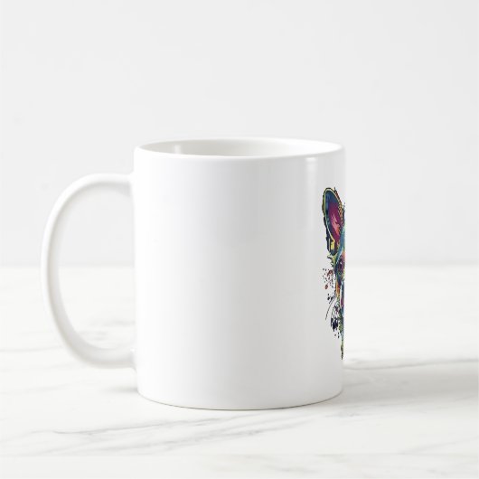 チワワ抽象芸術絵画ズカラーカワイドッグ コーヒーマグカップ (左)