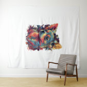 チワワ抽象芸術絵画ズカラーカワイドッグ タペストリー (インサイチュ(横))