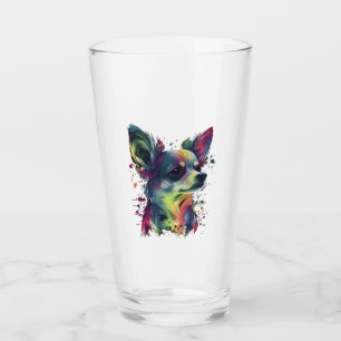 チワワ抽象芸術絵画ズカラーカワイドッグ タンブラーグラス