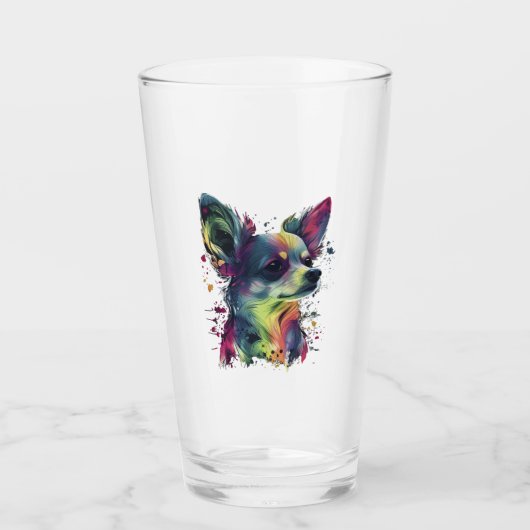 チワワ抽象芸術絵画ズカラーカワイドッグ タンブラーグラス (正面)