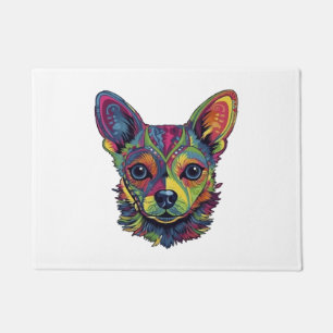 チワワ抽象芸術絵画ズカラーカワイドッグ ドアマット