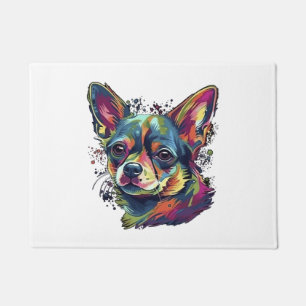 チワワ抽象芸術絵画ズカラーカワイドッグ ドアマット