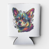 チワワ抽象芸術絵画ズカラーカワイドッグ 缶クーラー (正面)