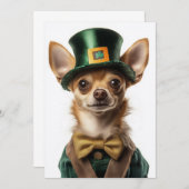 チワワ服を着たレプラチョーン聖パトリックの日 招待状 (正面/裏面)
