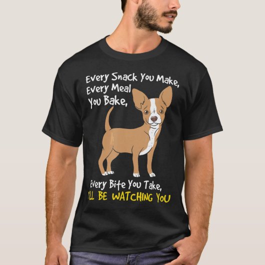 チワワ犬おもしろいの恋人を見ている Tシャツ (正面)
