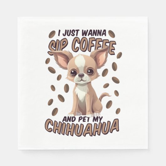 チワワ犬とコーヒー豆 スタンダードランチョンナプキン (正面)
