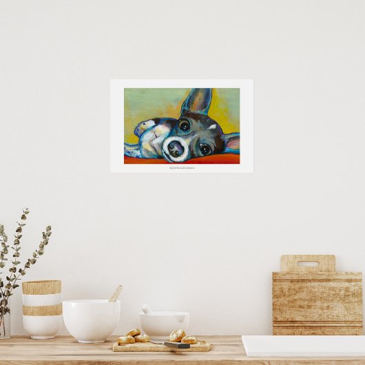 チワワ犬のアート – 愛らしいおもしろいポートレート絵画ズ ポスター (キッチン)