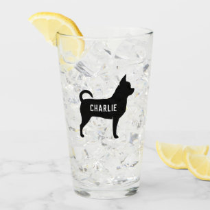 チワワ犬のシルエットのパーソナライズな飲むこと タンブラーグラス