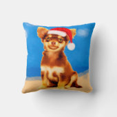 チワワ犬のビーチとクリスマスハット クッション (裏面)