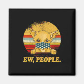 チワワ犬の新しい人々の犬顔マスクを着て マグネット (正面)