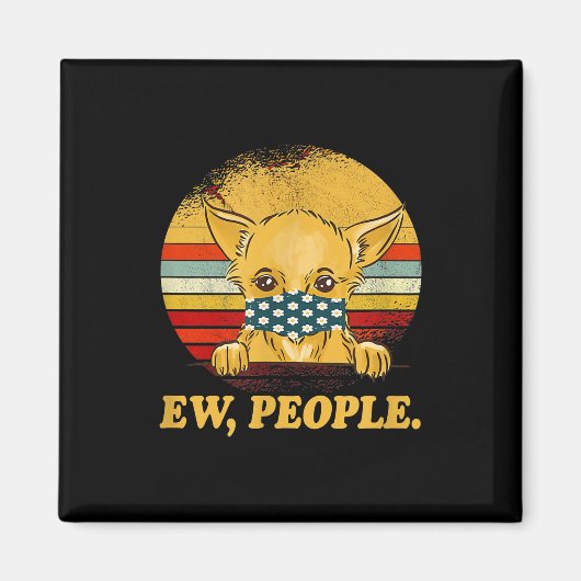 チワワ犬の新しい人々の犬顔マスクを着て マグネット (正面)