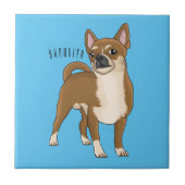 チワワ犬の漫画イラストレーション タイル (正面)