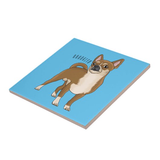 チワワ犬の漫画イラストレーション タイル (側面)