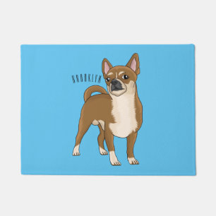 チワワ犬の漫画イラストレーション ドアマット