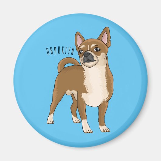 チワワ犬の漫画イラストレーション マグネット (正面)