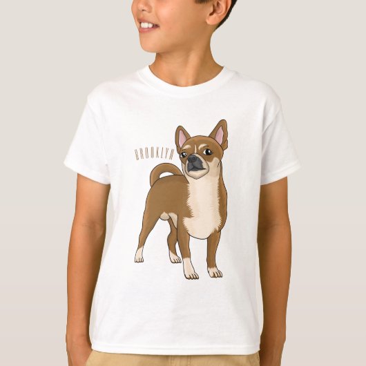 チワワ犬の漫画イラストレーション Tシャツ (正面)