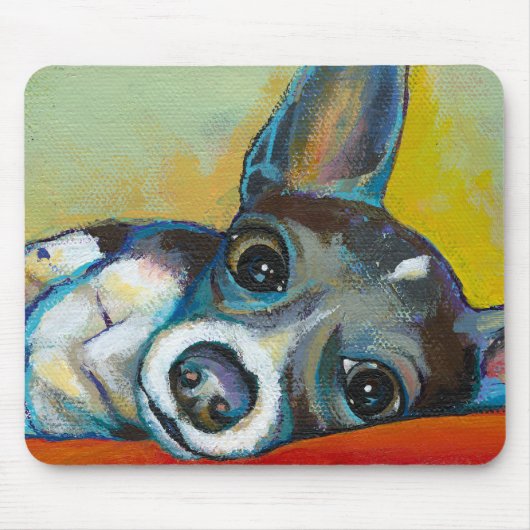 チワワ犬の芸術-愛らしいおもしろいのポートレートの絵画 マウスパッド (正面)