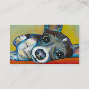 チワワ犬の芸術-愛らしいおもしろいのポートレートの絵画 名刺