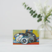 チワワ犬の芸術-愛らしいおもしろいのポートレートの絵画 名刺 (スタンド正面)