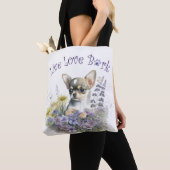 チワワ犬ママ フローラル トートバッグ (クローズアップ)