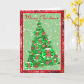 チワワ犬種シルエットリボン メリークリスマス カード (黄色い花)