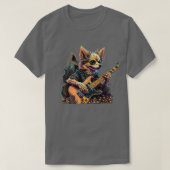 チワワ犬遊のエレキギターロック Tシャツ (デザイン正面)
