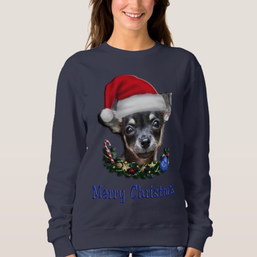 チワワ犬 クリスマス スウェットシャツ (正面)